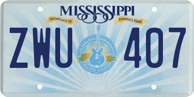 MS license plate ZWU407