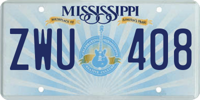 MS license plate ZWU408