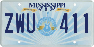 MS license plate ZWU411