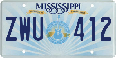 MS license plate ZWU412