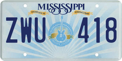 MS license plate ZWU418