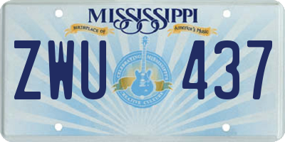 MS license plate ZWU437