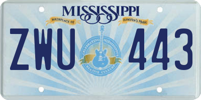 MS license plate ZWU443