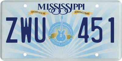 MS license plate ZWU451