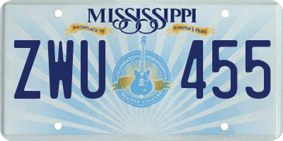 MS license plate ZWU455