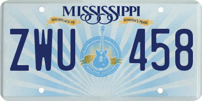 MS license plate ZWU458