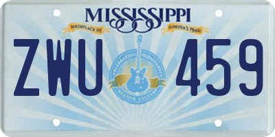 MS license plate ZWU459