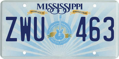 MS license plate ZWU463