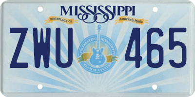 MS license plate ZWU465