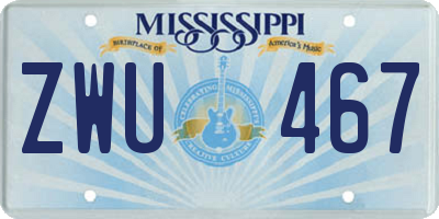 MS license plate ZWU467