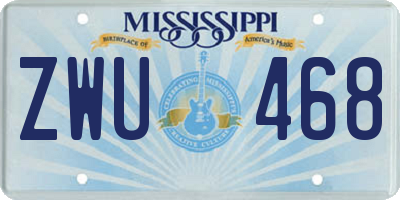 MS license plate ZWU468