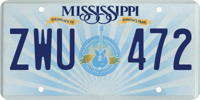 MS license plate ZWU472
