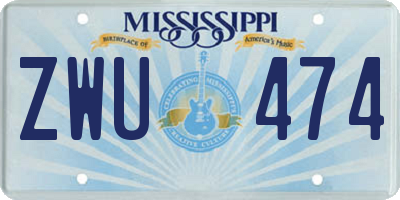 MS license plate ZWU474