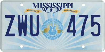 MS license plate ZWU475