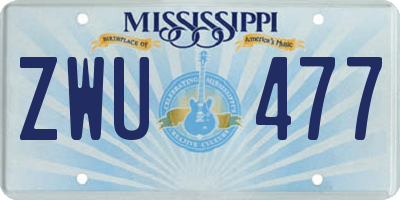 MS license plate ZWU477