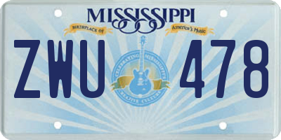 MS license plate ZWU478