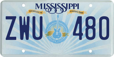 MS license plate ZWU480