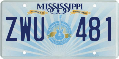 MS license plate ZWU481
