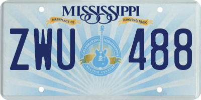 MS license plate ZWU488