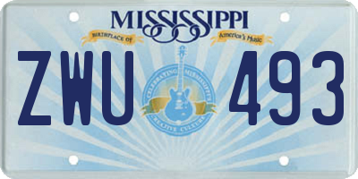 MS license plate ZWU493
