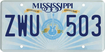 MS license plate ZWU503