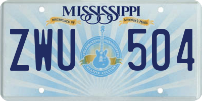 MS license plate ZWU504