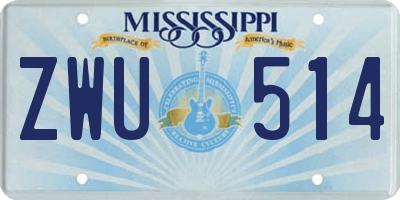 MS license plate ZWU514