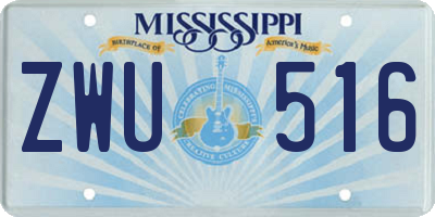 MS license plate ZWU516