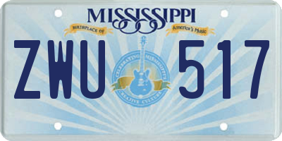 MS license plate ZWU517