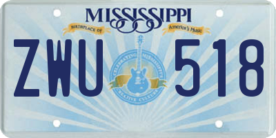 MS license plate ZWU518