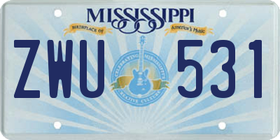 MS license plate ZWU531