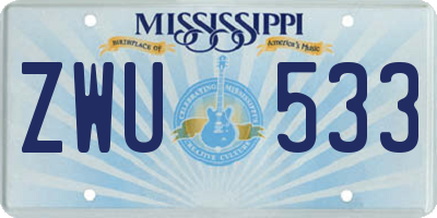 MS license plate ZWU533