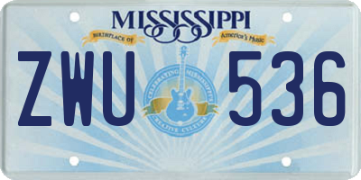 MS license plate ZWU536