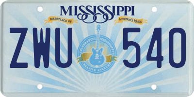 MS license plate ZWU540