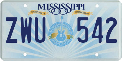 MS license plate ZWU542