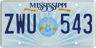 MS license plate ZWU543