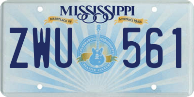 MS license plate ZWU561