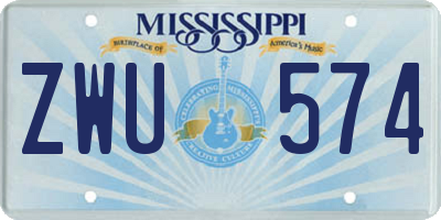 MS license plate ZWU574