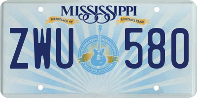 MS license plate ZWU580