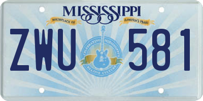 MS license plate ZWU581