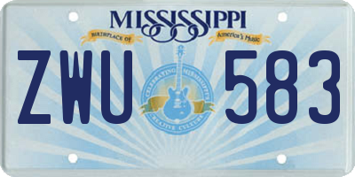 MS license plate ZWU583