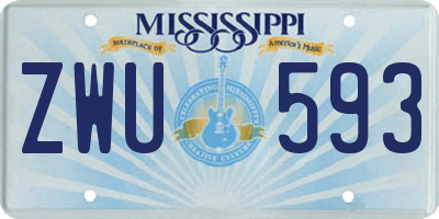 MS license plate ZWU593