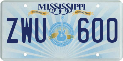 MS license plate ZWU600