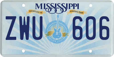 MS license plate ZWU606