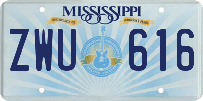 MS license plate ZWU616