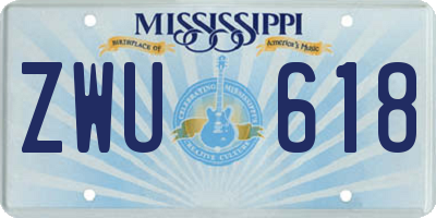 MS license plate ZWU618