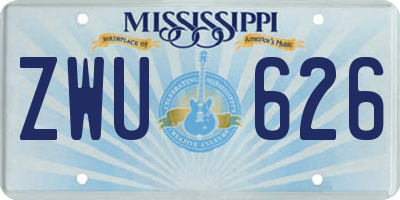 MS license plate ZWU626