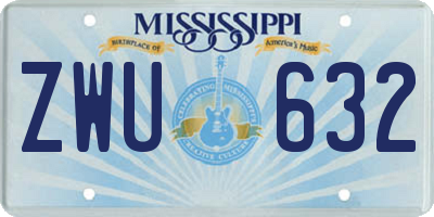 MS license plate ZWU632
