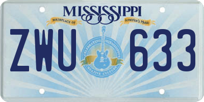 MS license plate ZWU633