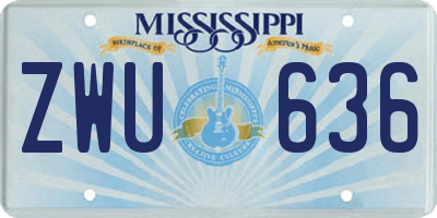 MS license plate ZWU636